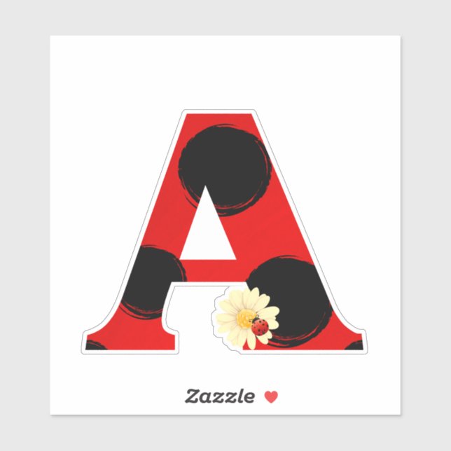 Letter A Ladybug Print with Ladybug and Blume Aufkleber (Blatt)