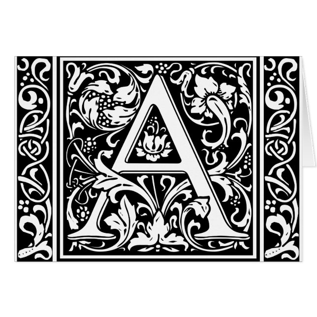 Letter A Medival Monogram Art Nouveau (Vorderseite (Horizontal))