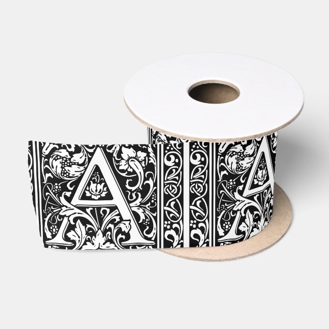 Letter A Medival Monogram Art Nouveau Satinband (Spule)