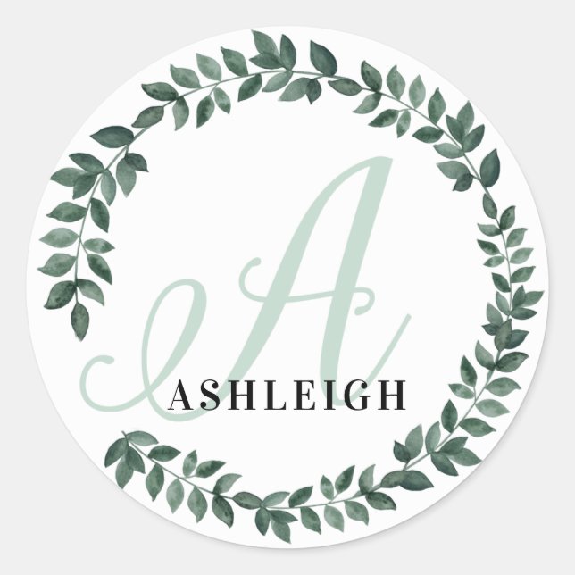 Letter A Monogram Individuelle Name Minimalistisch Runder Aufkleber (Vorderseite)