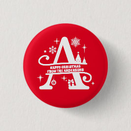 Letter A Monogram, Initial Family Name Gruß Button