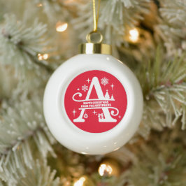 Letter A Monogram, Initial Family Name Gruß Keramik Kugel-Ornament