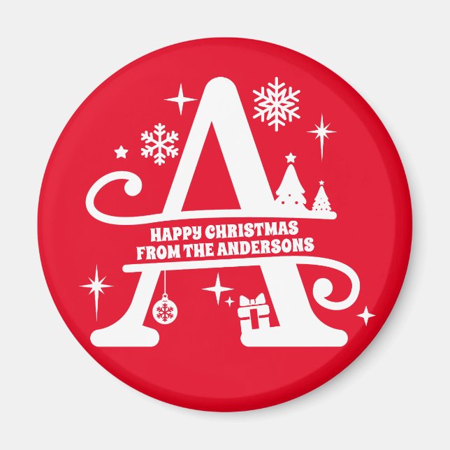 Letter A Monogram, Initial Family Name Gruß Magnet (Vorne)