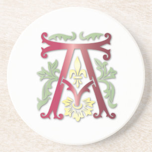 Letter A Monogram-Lilie Sandstein Untersetzer