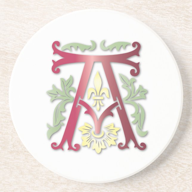 Letter A Monogram-Lilie Sandstein Untersetzer (Vorne)