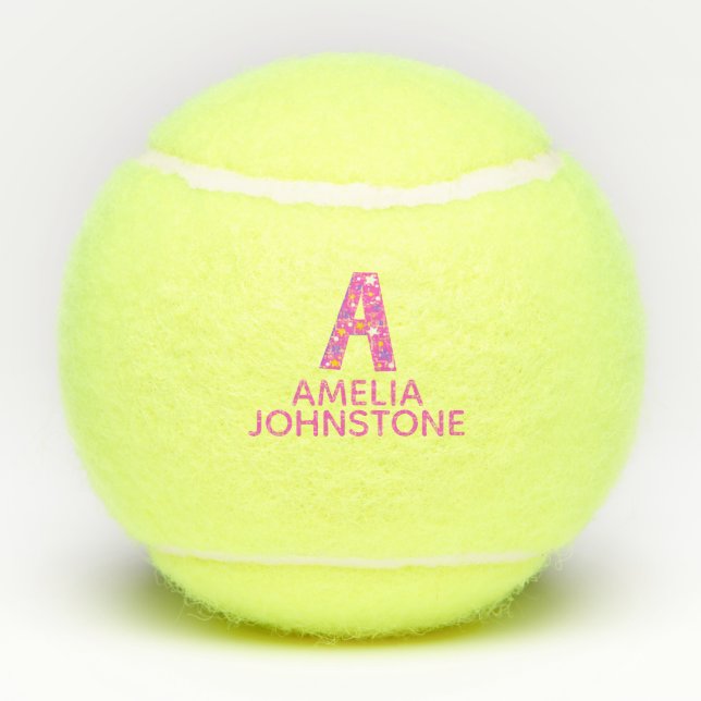 Letter A monogramm Girls personalisiert rosa Tennisbälle (Rückseite)