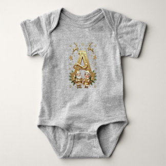 Letter A: Royal Gold Luxury Christmas Baby Strampler