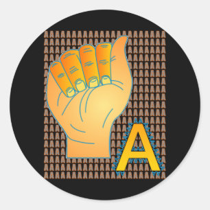 Letter A Sign Language - Alphabet Characters Runder Aufkleber