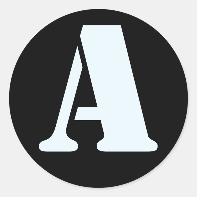 Letter A Stencil Alphabet von Janz Alice Blue Blac Runder Aufkleber (Vorderseite)