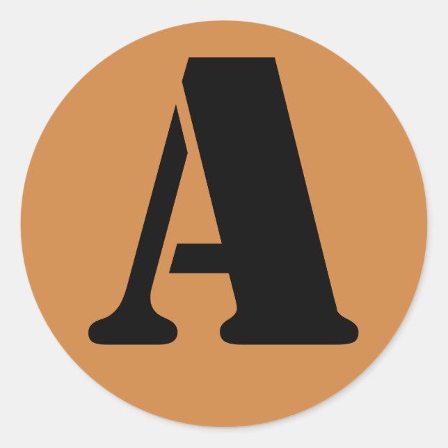 Letter A Stencil Alphabet von Janz Peru Gold Runder Aufkleber (Vorderseite)
