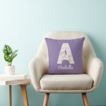 Letter A Unicorn Throw Kissen