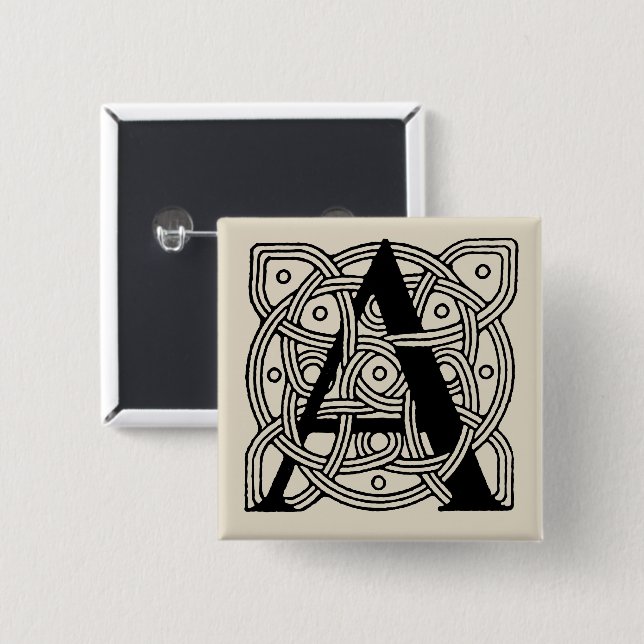 Letter A Vintag Celtic Knot Monogram Button (Vorne & Hinten)