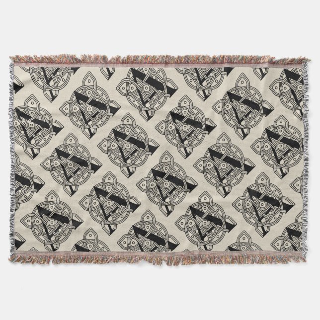 Letter A Vintag Celtic Knot Monogram Decke (Vorderseite)