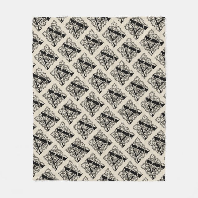 Letter A Vintag Celtic Knot Monogram Fleecedecke (Vorderseite)