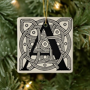 Letter A Vintag Celtic Knot Monogram Keramikornament