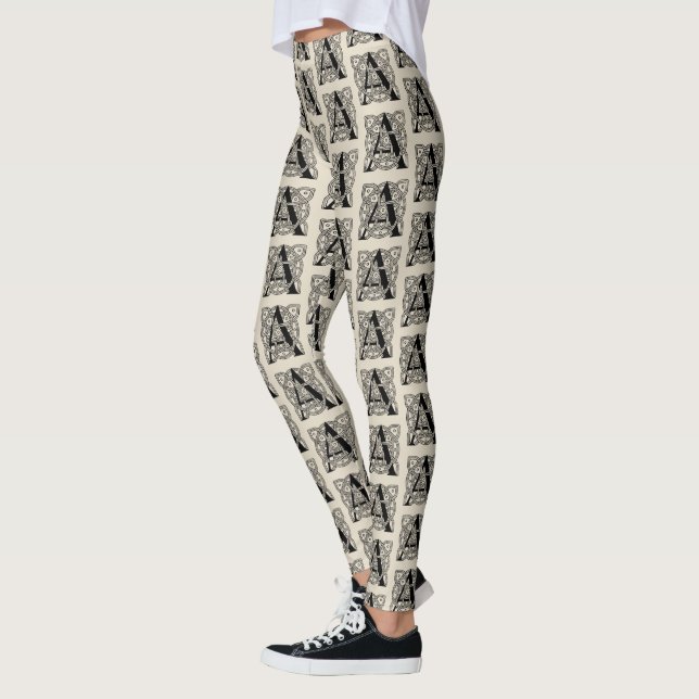 Letter A Vintag Celtic Knot Monogram Leggings (Links)