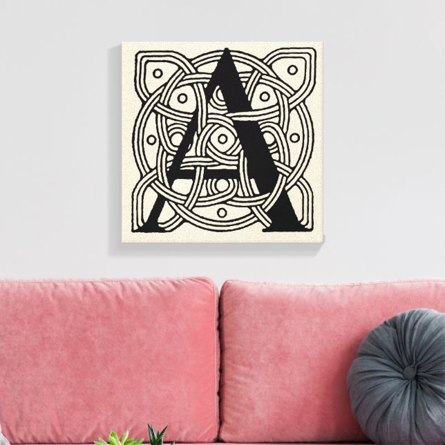 Letter A Vintag Celtic Knot Monogram Leinwanddruck (Insitu (Wohnzimmer))