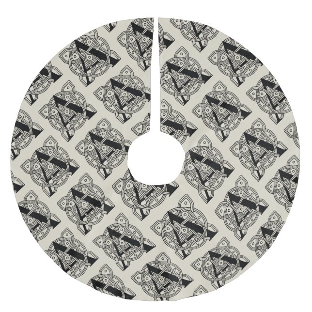 Letter A Vintag Celtic Knot Monogram Polyester Weihnachtsbaumdecke (Vorderseite)