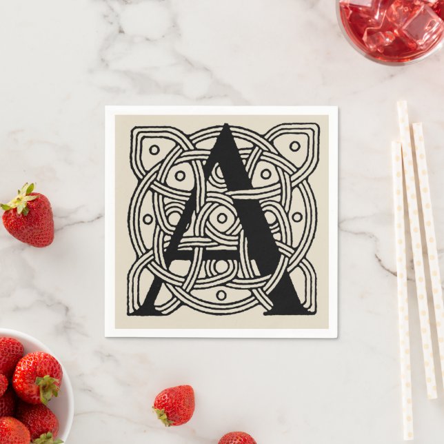 Letter A Vintag Celtic Knot Monogram Serviette (Beispiel)