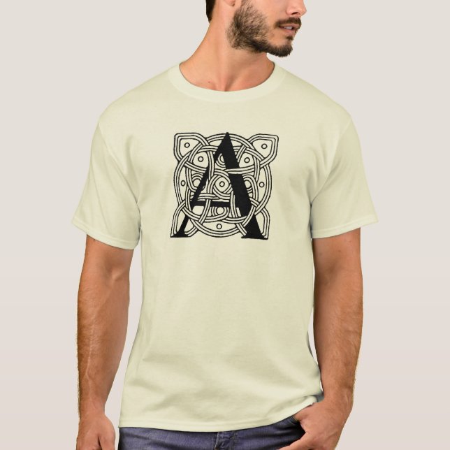 Letter A Vintag Celtic Knot Monogram T-Shirt (Vorderseite)