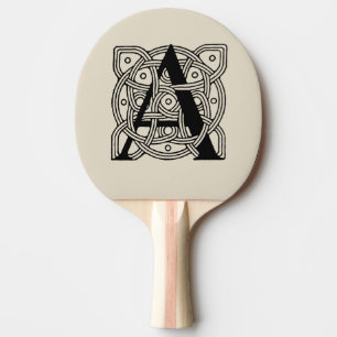 Letter A Vintag Celtic Knot Monogram Tischtennis Schläger