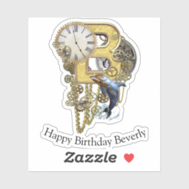 Letter B Geburtstag, anpassbarer Aufkleber