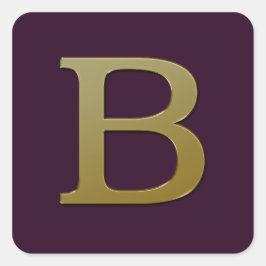 Letter B Gold Square Sticker