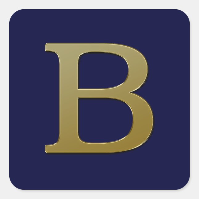 Letter B Gold Square Sticker (Vorderseite)