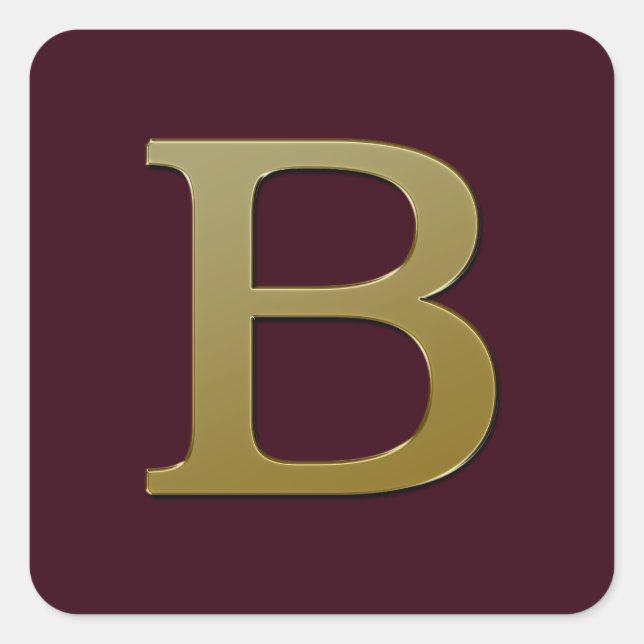 Letter B Gold Square Sticker (Vorderseite)