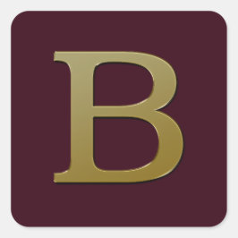 Letter B Gold Square Sticker