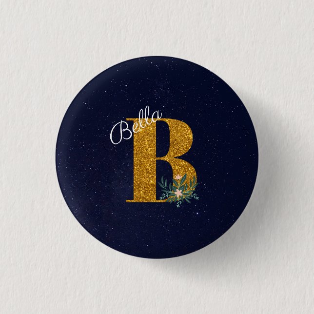 Letter B Golden Monogramm Button (Vorderseite)