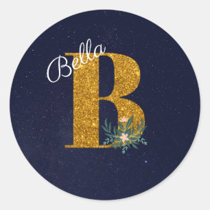 Letter B Golden Monogramm Runder Aufkleber