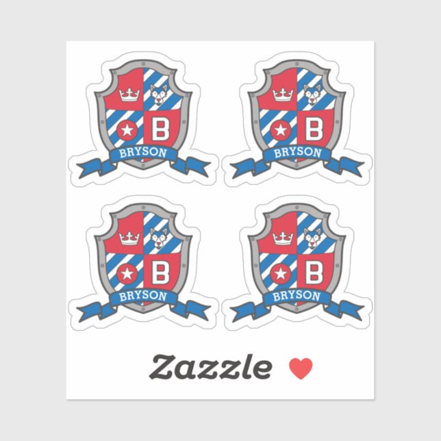 Letter B individuelle Name Bryson Wolf Hundeschrit Aufkleber (Blatt)