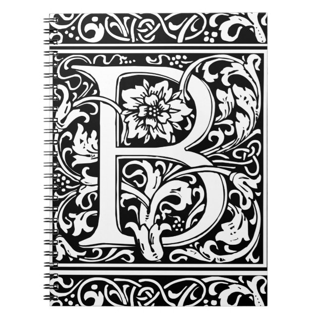Letter B Medieval Monogram Vintage Initial Notizblock (Vorderseite)