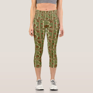 Letter B Mitte des Jahrhunderts Alphabet Jugendsti Capri Leggings
