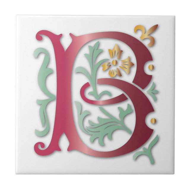 Letter B Monogram-Lilie Fliese (Vorderseite)