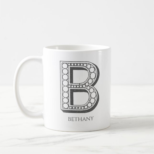 Letter B Monogram Modern Name Kaffeetasse (Links)