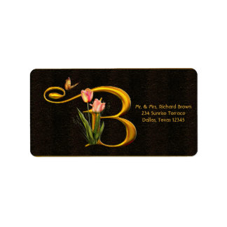 Letter B Monogram Tulip Butterfly Address Labels Adressaufkleber