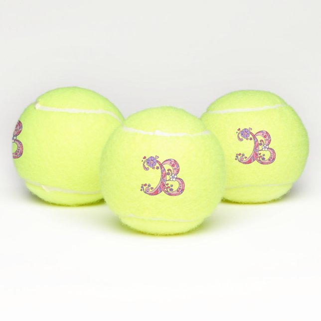 Letter-B-Monogramm-Mädchen personalisierte Doodart Tennisbälle (Multi)