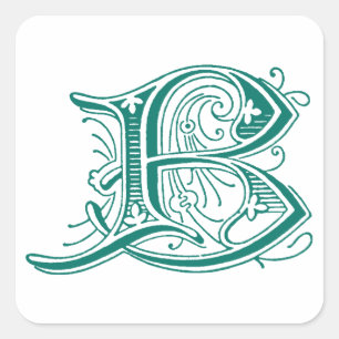 Letter B Monogramm Quadratischer Aufkleber