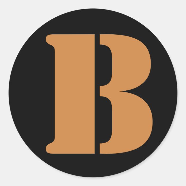 Letter B Stencil Alphabet von Janz Peru Gold Black Runder Aufkleber (Vorderseite)