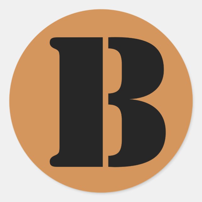 Letter B Stencil Alphabet von Janz Peru Gold Runder Aufkleber (Vorderseite)