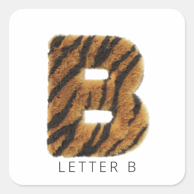 Letter-B-Tigerfell Quadratischer Aufkleber (Vorderseite)