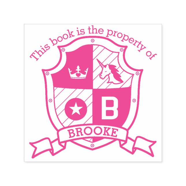 Letter B Wappen individuelle Name Einhornbibliothe Permastempel (Design)