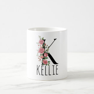Letter BirthFlower Monogram Name Mug Kaffeetasse