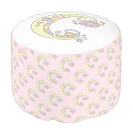 Letter C Anfangsbuchstaben Herzen rosa weißer Pouf Hocker