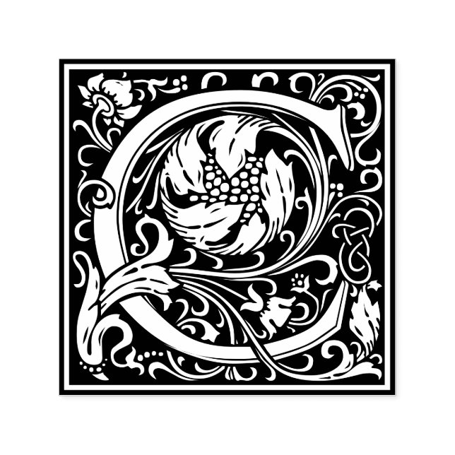 Letter C Art Nouveau Schwarz/Weiß Tile Permastempel (Design)