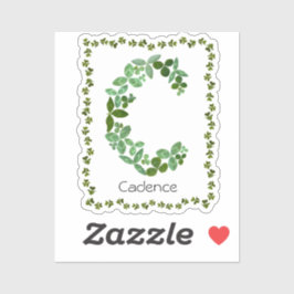 Letter C Botanische und klebrige grüne Blätter Mon Aufkleber