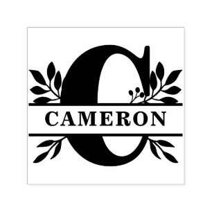 Letter C Classic Foliage Family Name Monogram Permastempel
