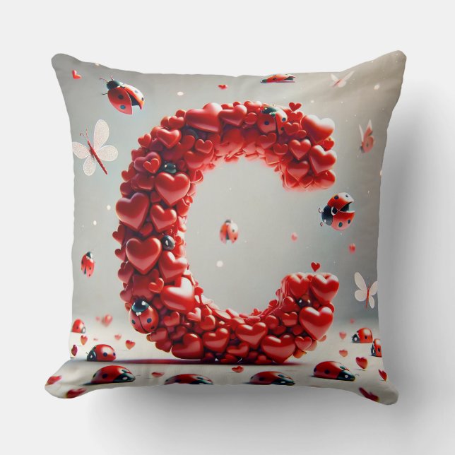 Letter C Creative Heart Cluster Kissen (Vorderseite)
